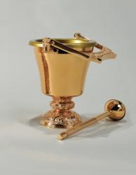  Combination Finish Bronze Holy Water Container/Pot & Sprinkler: 2180 Style - 13.5\" Ht 