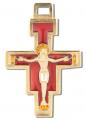  GOLD SAN DAMIANO ROSARY CRUCIFIX WITH RED ENAMEL (10 PC) 