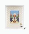  WHITE SYNTHETIC LEATHER FRAME WITH CHALICE FIGURE 
