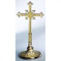  Altar Cross | 12" | Brass Or Bronze | Round Base | Flared Ends 