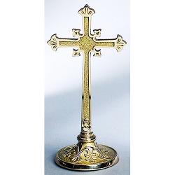  Altar Cross | 12\" | Brass Or Bronze | Round Base | Flared Ends 