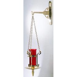  Sanctuary Lamp | Hanging | 3\" x 14\" Backplate | Bronze Or Brass | Fleur De Lis Pattern 