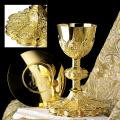  Gothic Octagonal Chalice & Scale Paten w/Ring 