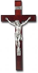  13\" DARK CHERRY CROSS WITH ANTIQUE SILVER PLATED CORPUS 