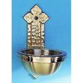  Holy Water Font | Wall Mount | 3" x 8" | Bronze | Hammered 