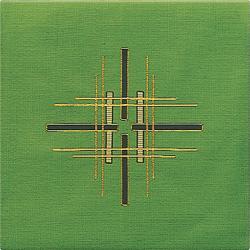  Green \"Designed Cross\" Altar Cover - Omega Fabric 
