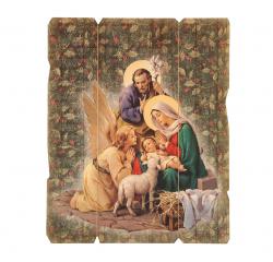  HOLY FAMILY WITH ANGEL LASER CUT WOODEN WALL PLAQUE 