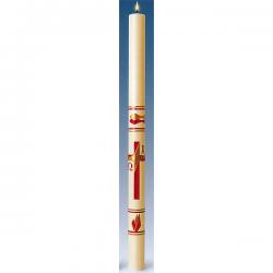  Red \"Cross/Fish\" Wax Decorated Easter Paschal Candle 