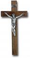  12" WALNUT CROSS WITH ANTIQUE PLATED CORPUS 