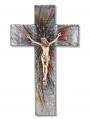  10" SHIMMERING SILVER GLASS CROSS WITH GOLD CORPUS 