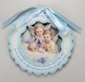  BLUE TWIN ANGELS HANGING CRIB MEDAL 