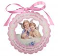  PINK TWIN ANGELS HANGING CRIB MEDAL 