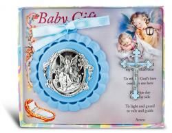  BLUE CRIB MEDAL WITH CRUCIFIX 