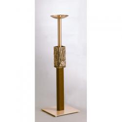  Processional Satin Finish Bronze Floor Candlestick w/Dark Oak Column: 2727 Style - 1 1/2\" Socket 