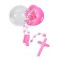  WHITECORD PINK BEAD ROSARY IN SMALL EGG CASE (10 PC) 