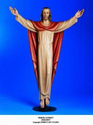  Risen Christ/Resurrection Statue On Circular Steel Platform in Linden Wood, 72\" & 96\"H 