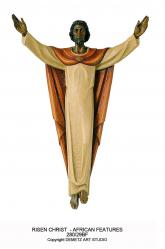  Risen Christ/Resurrection Statue w/African Features 3/4 Relief in Fiberglass, 36\"H 