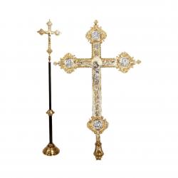  Processional Crucifix | Ornate 24\" Budded Cross | Brass 