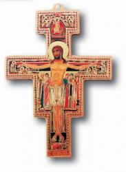  9\" SAN DAMIANO CROSS GOLD STAMPED 