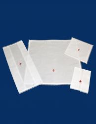  Red Cross Embroidered Pall Cover & Insert Only w/Lace Edging: 53% Linen/47% Cotton 