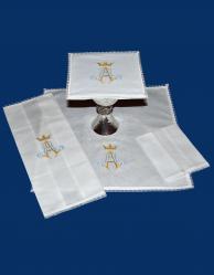  Muti-Color Marian Washable Complete Altar/Mass Set in Linen/Cotton Blend w/Lace 