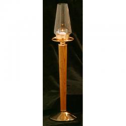  Acolyte Candlestick | 19\" | Bronze Or Brass With Oak | 15 Hour Votive 