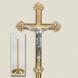  Satin Finish Bronze Floor Processional Crucifix: Style 3071 - 84\" Ht 