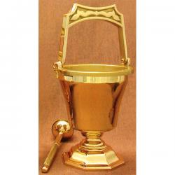  Satin Finish Bronze Holy Water Pot & Sprinkler: 3055 Style - 12.5\" Ht 