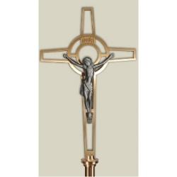  Satin Finish Processional Bronze Floor Crucifix: Style 3085 - 86\" Ht 