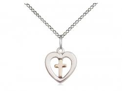  Heart/Cross Two Tone Neck Medal/Pendant Only 
