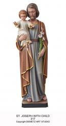  St. Joseph w/Child Jesus Statue in Fiberglass, 24\" - 60\"H 