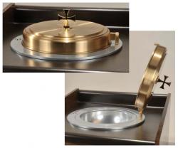  Round Bowl Sacrarium With Hinge Cover & Lock (B1): 3145 Style - 15\" Dia 