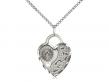  Footprints/Heart Neck Medal/Pendant w/Crystal Stone Only for April 