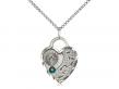  Footprints/Heart Neck Medal/Pendant w/Emerald Stone Only for May 