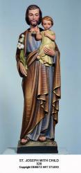  St. Joseph w/Child Jesus Statue in Fiberglass, 24\" - 72\"H 