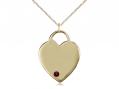  Medium Heart Neck Medal/Pendant w/Garnet Stone Only for January 