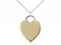 Medium Heart Neck Medal/Pendant w/Aqua Stone Only for March 