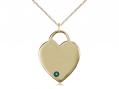  Medium Heart Neck Medal/Pendant w/Emerald Stone Only for May 