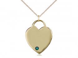  Small Heart Neck Medal/Pendant w/Emerald Stone Only for May 