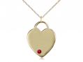  Large Heart Neck Medal/Pendant w/Ruby Stone Only for July 