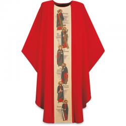  Beige or Red Gothic Chasuble - 12 Apostles Motif - Dupion Fabric 
