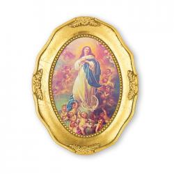  O.L. OF THE IMMACULATE CONCEPTION GOLD EMBOSSED PRINT GOLF LEAF FRAME 