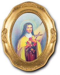  ST. THERESE GOLD EMBOSSED PRINT GOLF LEAF FRAME 
