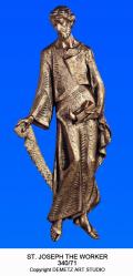  St. Joseph the Worker Statue - 3/4 Relief in Linden Wood, 48\"H 