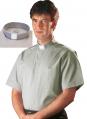  Grey Classico Clergy Shirt with White Tab - Short Sleeve 