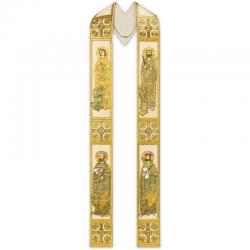  White Overlay Stole - 4 Evangelists Motif - Choral Fabric 