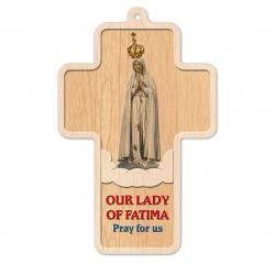  3 3/8\" X 5\" OUR LADY OF FATIMA 100TH ANNIVERSARY IMAGE WOOD CROSS 