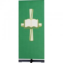  Green Ambo/Lectern Cover - Bible/Cross Motif - Omega Fabric 