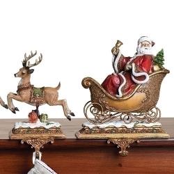  Christmas \"Santa With Deer Stocking Holder\" Set 