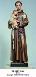 St. Anthony w/Child Statue in Linden Wood, 36\" - 66\"H 